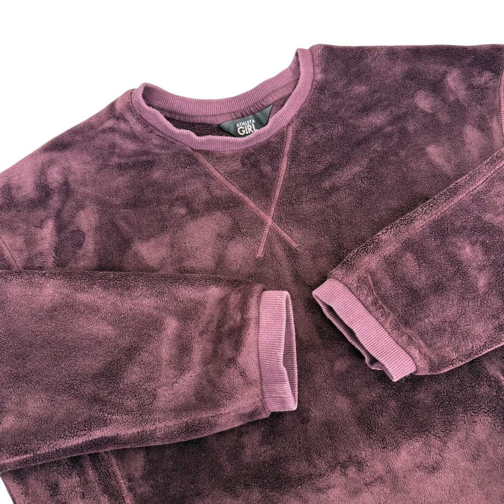 Athleta Girl Kids XXL 16 Coaster Luxe Fleece Sweatshirt Purple Soft Cozy Active